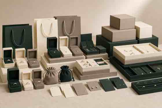 Structured jewelry packaging range for repeat wholesale ordering